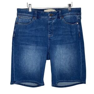 Soft Surroundings Womens Large Denim Bermuda Shorts Medium Wash Blue Stretch